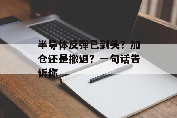 半导体反弹已到头？加仓还是撤退？一句话告诉你